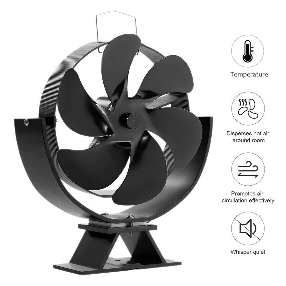 (image for) 6 Blade Wood Burner Fireplace Fan Mini Heat Powered Stove Fan Eco-fan Quiet Home Efficient Heat Distribution