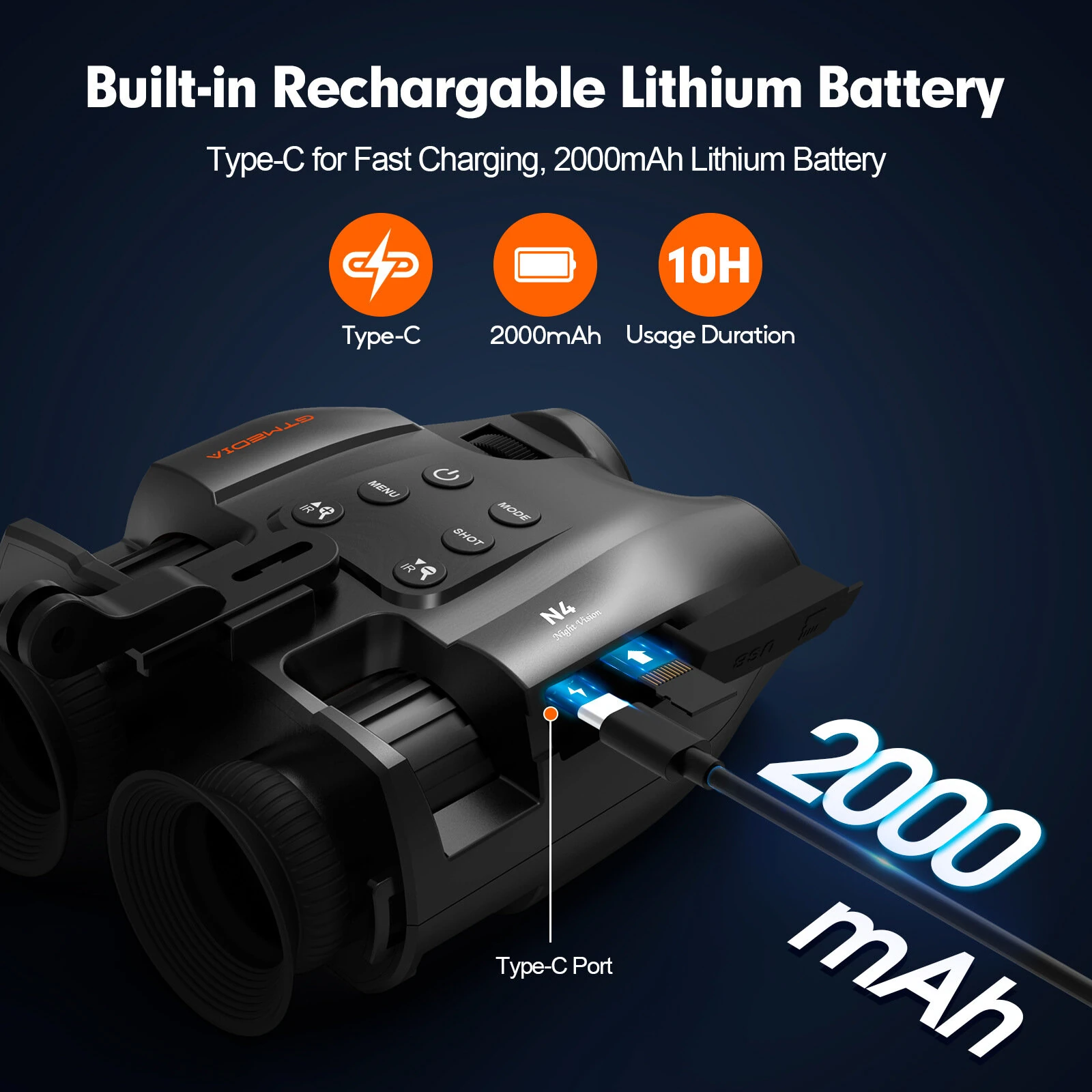 (image for) GTMEDIA N4 Night Vision Binoculars 7 Levels Infrared Light 5X Zoom Photo/Video Playback Head-Mounted Support Ideal for Outdoor Activities and Wildlife Observation